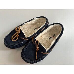 Minnetonka Moccasins 4014 - Women's Cally Slipper - Pile Lined - Navy Suede - 8